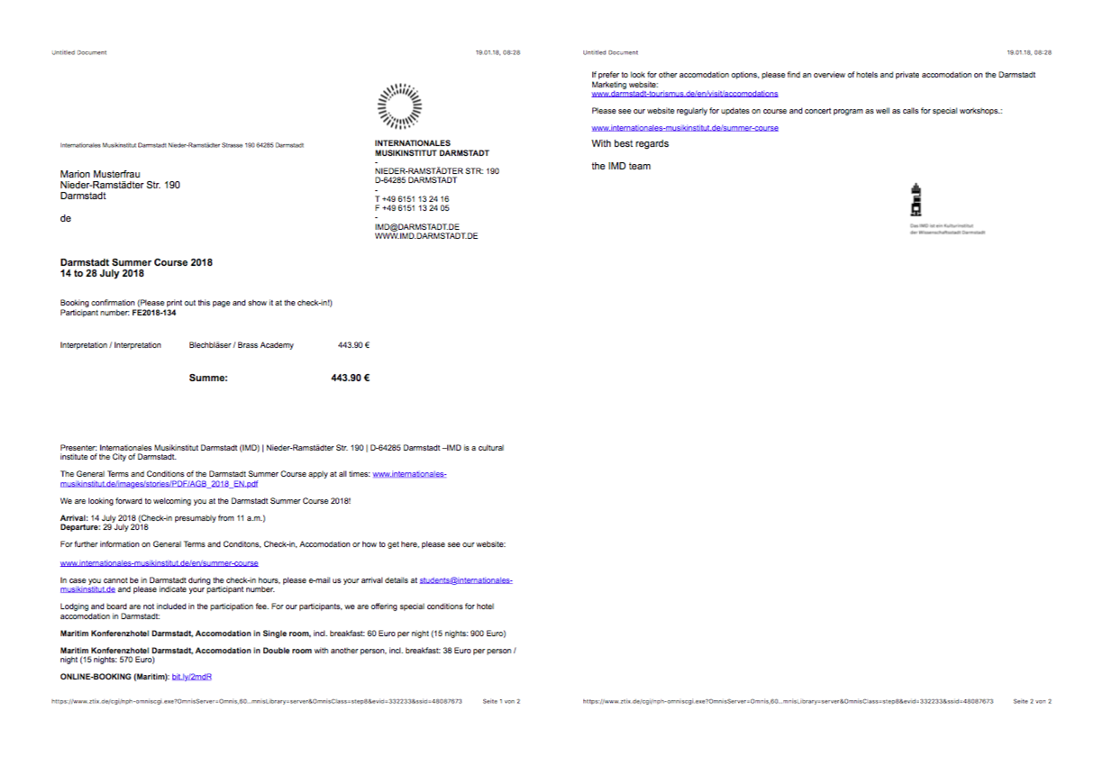 Buchungsbestätigung Drucken - Internationales Musikinstitut Darmstadt